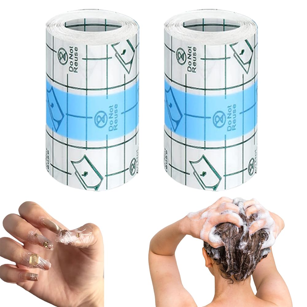 Nail Art Protector Film for Fingers,Waterproof Transparent Adhesive Bandages for Long Nails Wash Hair,Nail Art Extension DIY Prote