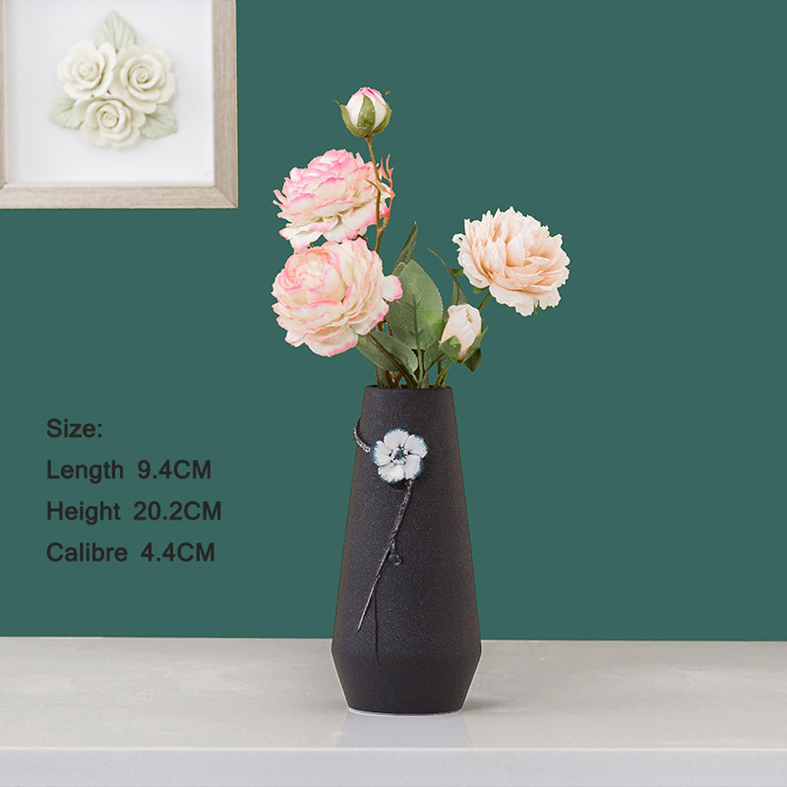 Ceramiczny wazon Wazon śliwkowy Kolorowe wazony Dekoracje wazonów do biura, stołu jadalnego, stroików i wesel,Black