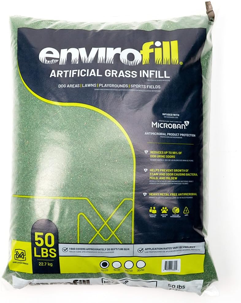 All Turf Mats® Pro-Grade 50lbs 12/20 Coated Green Silica Sand Infill - Elevate Your Synthetic Turf Performance with Premium Material for Enhanced Durability.