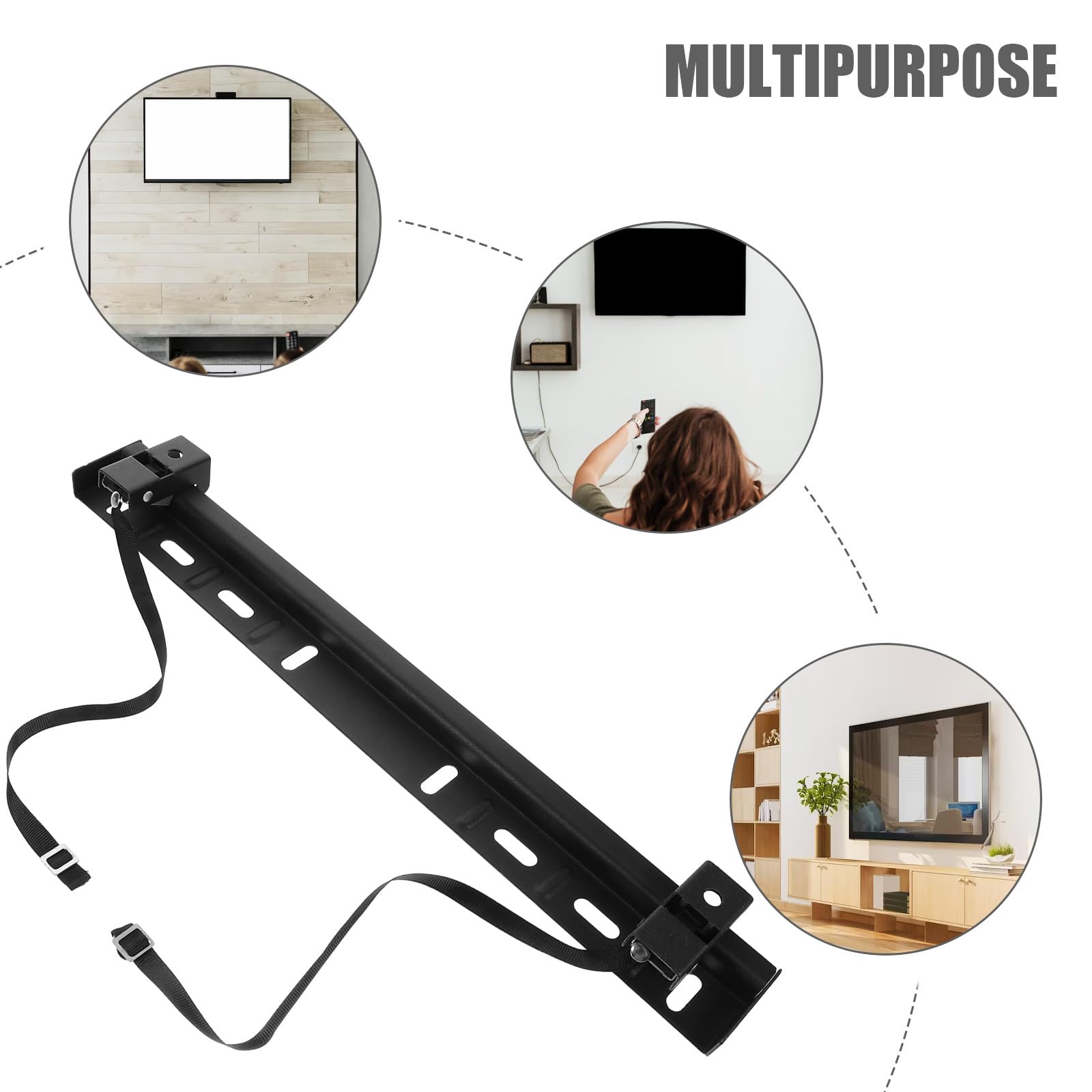 Soporte de Pared para TV sin Taladro, Escuadra en L, Acero Inoxidable, 45kg, para Televisores LCD de 32 a 65 Pulgadas