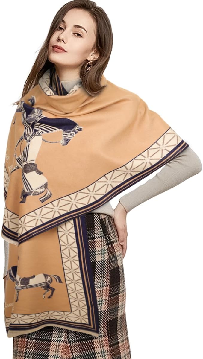EXTREE Scarfs for Women Pashmina Silky Shawl Wrap for Evening Dressing Blanket Open Front Poncho Cape