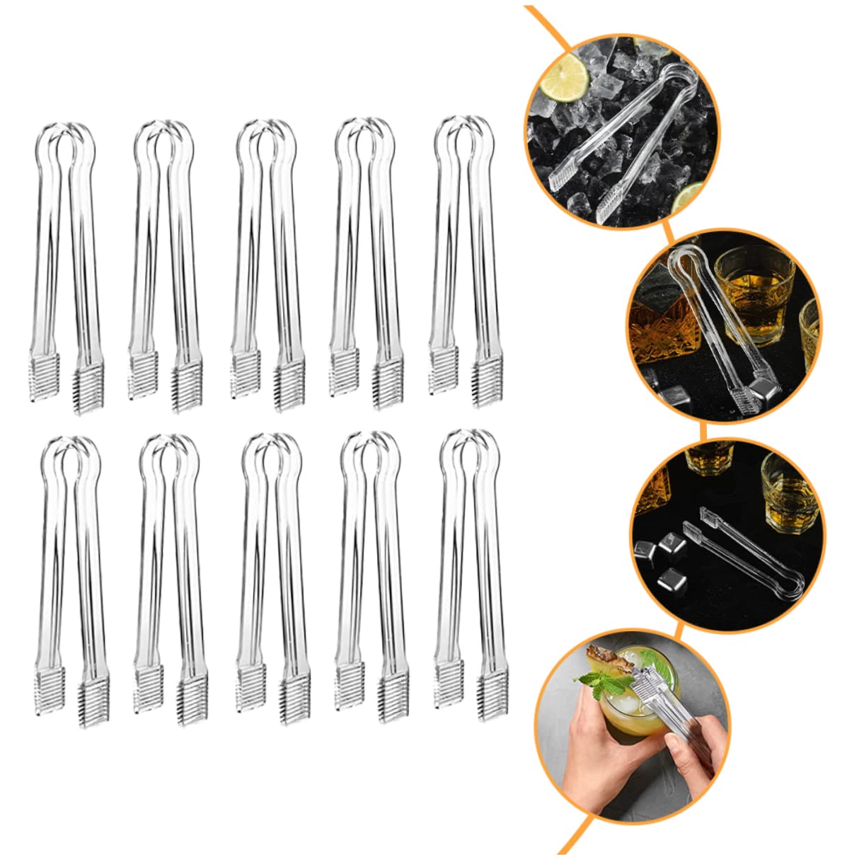 OFFSCH Set of 10 Small Food Tongs Ice Cube Tongs Acrylic Material for Sugar Cubes Appetizers Home Party Supplies