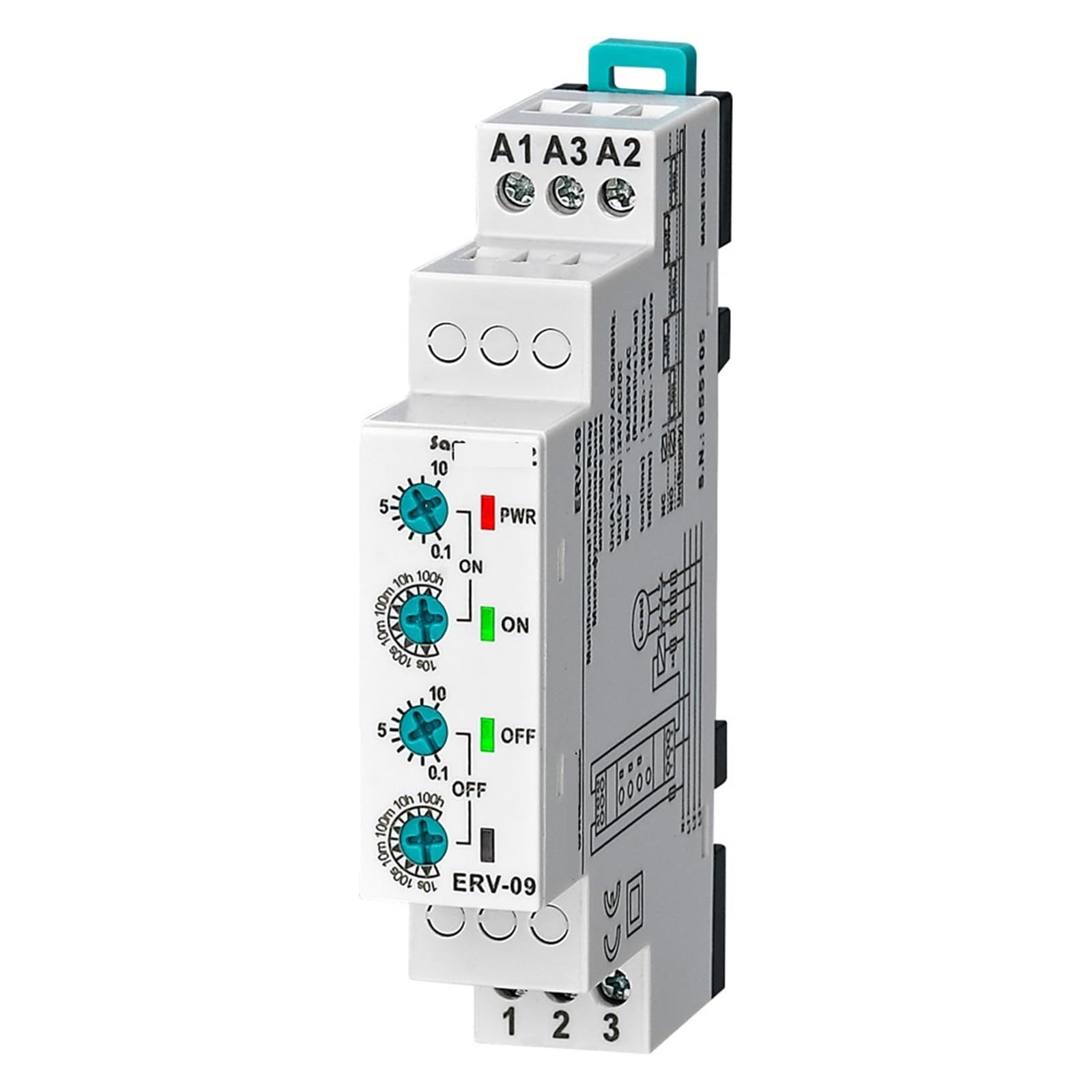 Relais clignotant double réglable ERV-09 220VAC et 24VAC-DC multifonctionnel