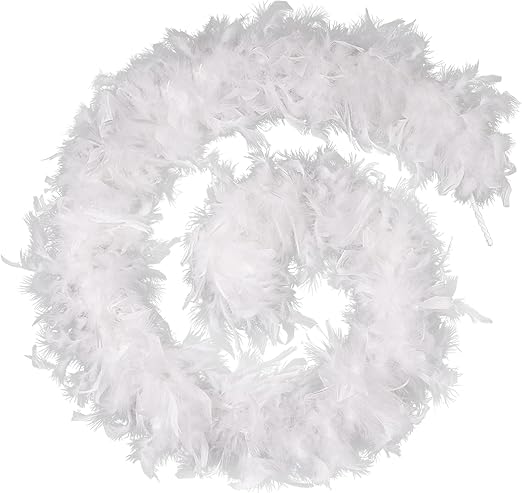 80g White Feather Boas 2 Yards Turkey Chandelle Feathers Boa for DIY Craft Wedding Party Dancing Halloween Christmas Home Costume Decoration