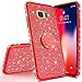 Produktbild Homikon Silikon Hülle Kompatibel mit Samsung Galaxy S7 Edge Überzug TPU Bling Glitzer Strass Diamant Schutzhülle mit 360 Grad Ring Ständer Soft Flex Durchsichtig Silikon Handyhülle Tasche Case - Rot