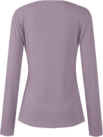 Knit Tops for Women Slim Fit Deep V Neck T Shirts Sexy Ribbed Knit Long Sleeve Shirt Tops Casual Tunic Tops Soft Fall T Shirts 2026 Stretchy Y2K Tops Casual Going Out Tops Plain Blouse Pullover