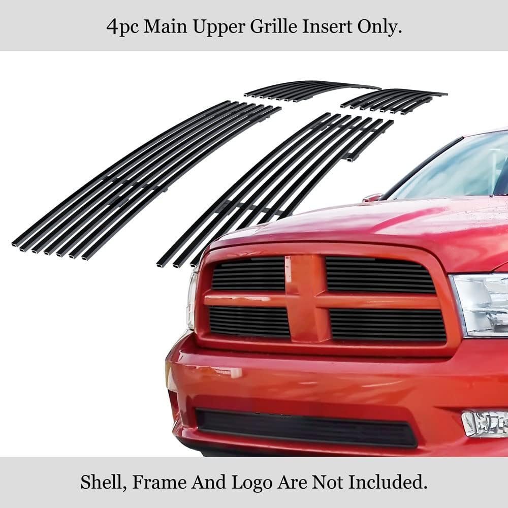 APS Compatible with Dodge Ram 1500 2009-2012 Honeycomb Style Only Main Upper Black Billet Front Grill Grille Insert D66613H