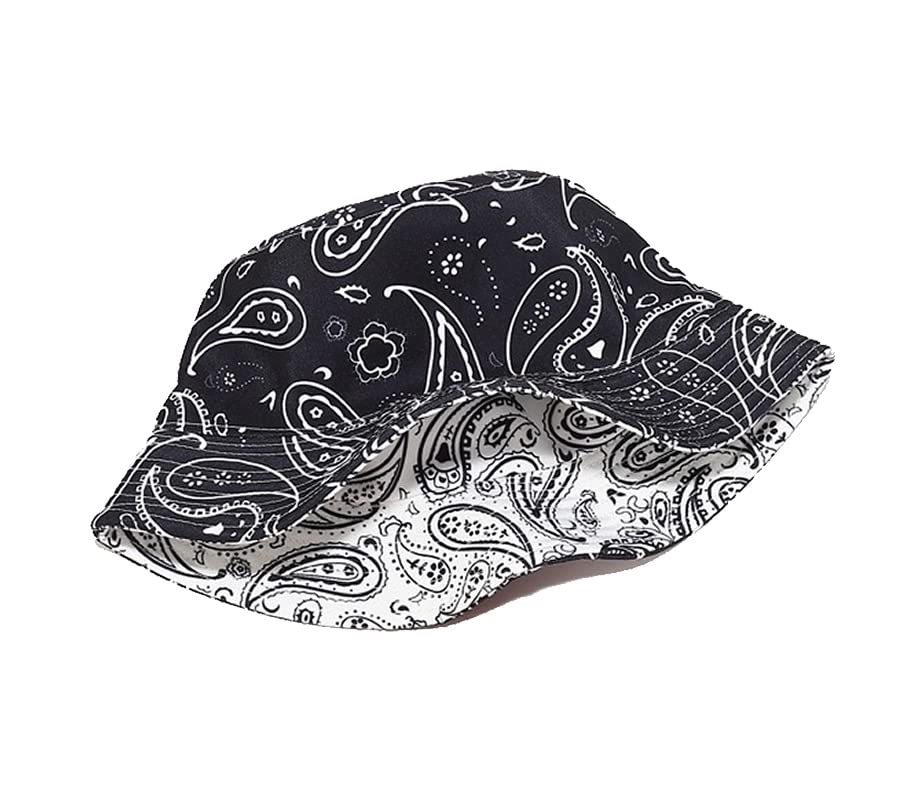 Image of Paisley Floral Print Bucket Hat for Women Men,Travel Sun Beach Cap,Unisex Fishing Outdoor Boonie