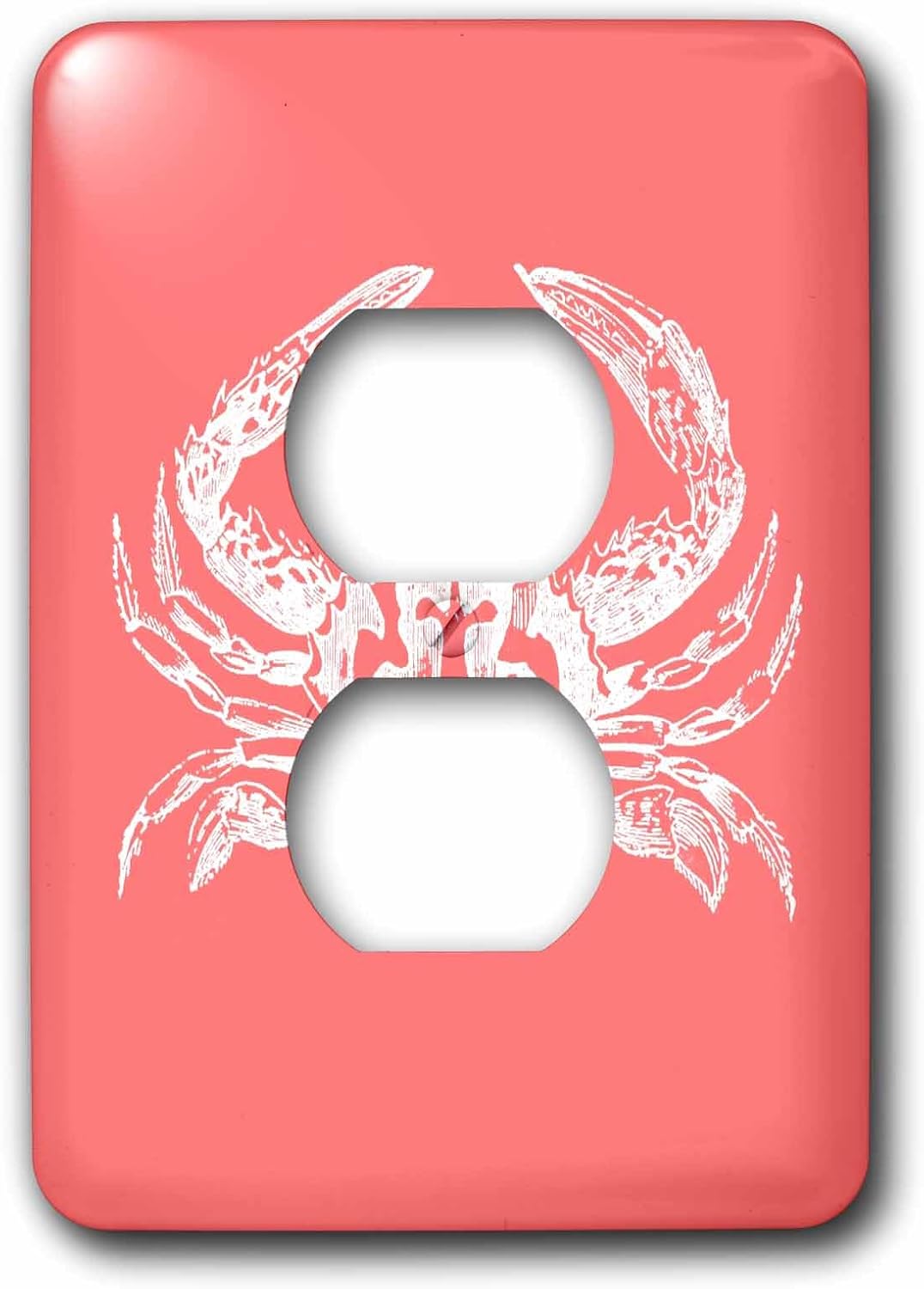 3dRose lsp_164895_6 White Crab On Coral Red - Aquatic Marine Biology - Nautical Beach Sea - 2 Plug Outlet Cover