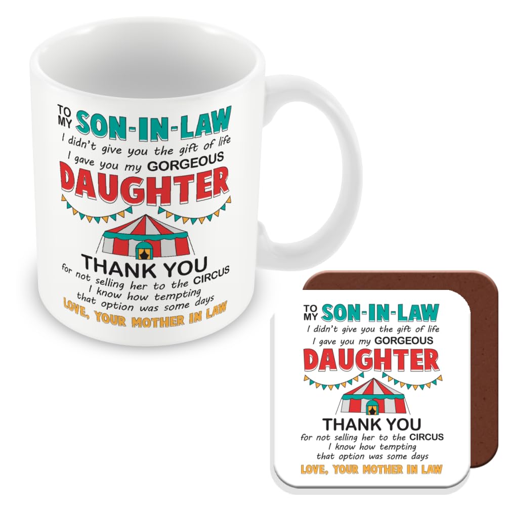 MUGGZ Son in Law Gift Mug & Coaster -Thank You - Giftset - Made in The UK