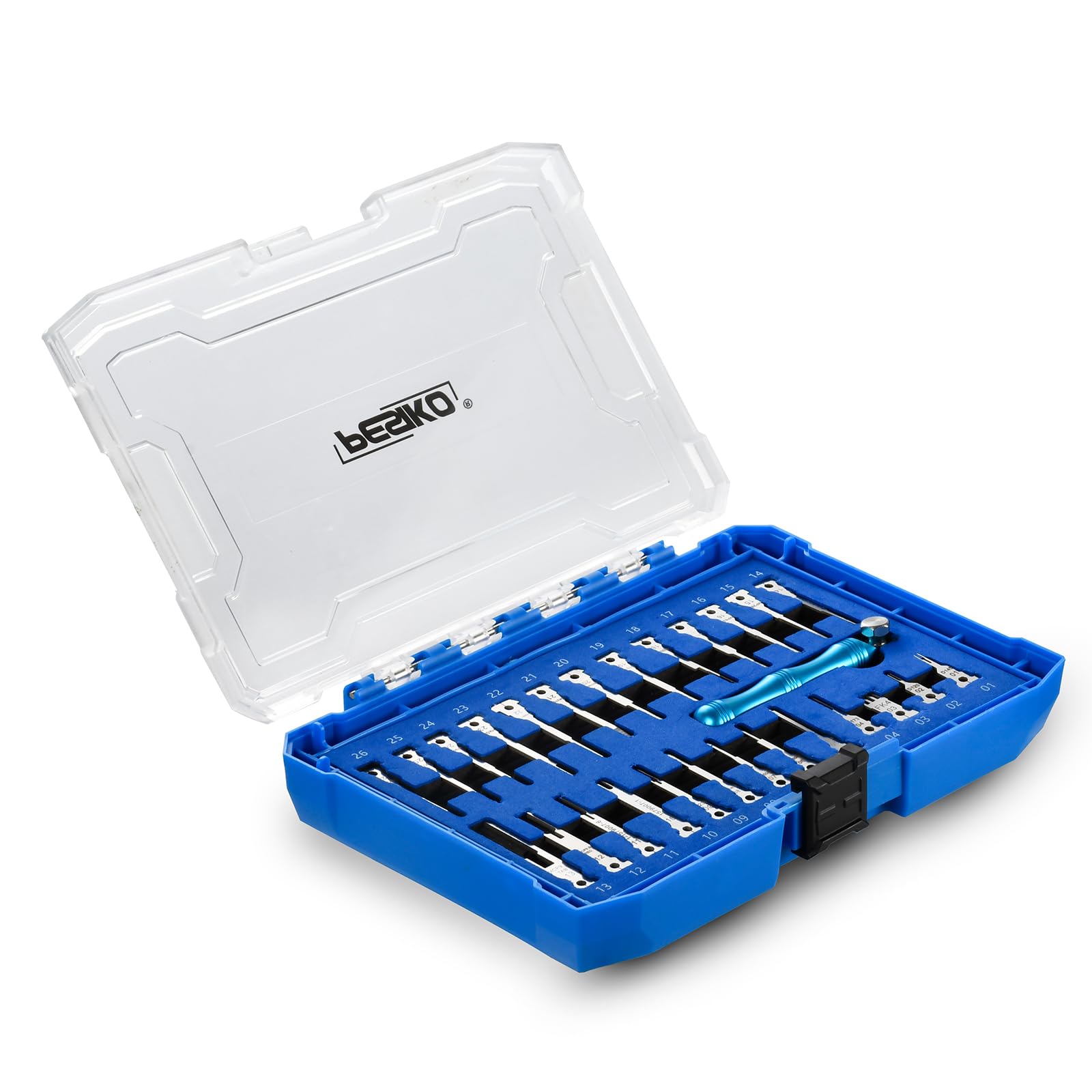 26-TLG. Auspinnwerkzeug Set für Deutsch AMP TE Molex Delphi Stecker | Terminal Removal mit 26 Aufsätze & 1 Griff, Ideal für Kfz-Kabelbäume, Motorräder & Elektronik, Robuste gehärtete Stahlspitzen