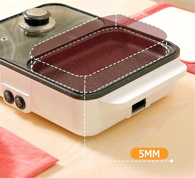 Olla Eléctrica Mini Grill con Hot Pot, Multifuncional, 1200W, Azul miniatura 7