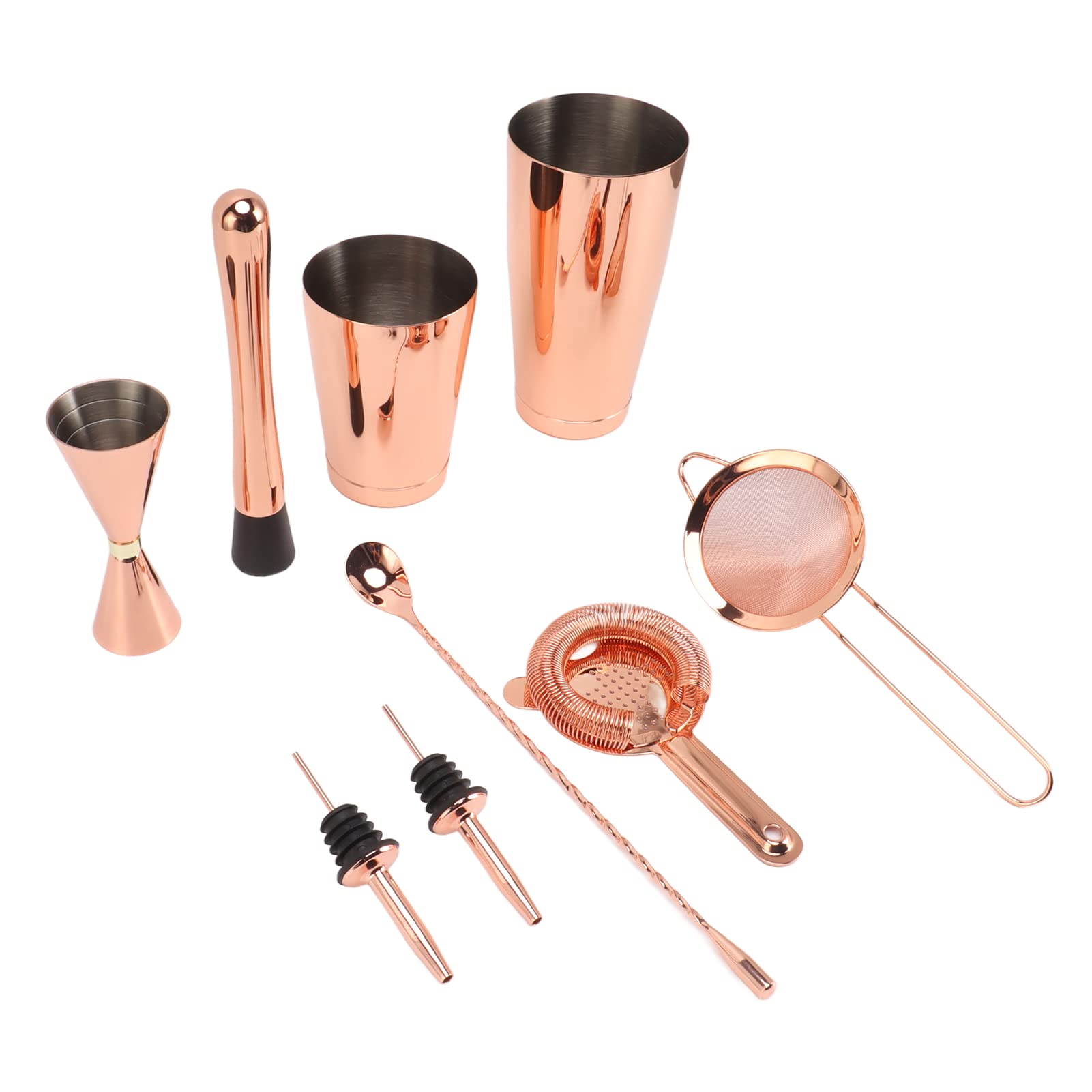 Kit de Barman de Acero Inoxidable con Efecto de conservación de Temperatura, 9 Piezas, para Hacer cócteles en Bares caseros (Un Estilo)