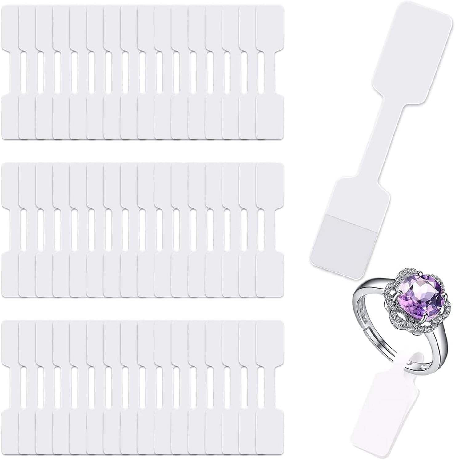 1000 Pcs Jewelry Price Tags Stickers Jewelry Tags for Pricing Self-Adhesive White Blank Jewelry Identification Label Ring Price Tags for Necklace Earring Price Identify Rectangle Label (White Paper)