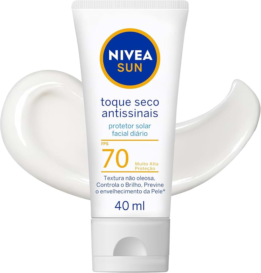 NIVEA SUN Protetor Solar Facial Toque Seco Antissinais FPS 70 40ml - Com muito alta proteção contra raios UVA/UVB, controla o brilho e previne o envelhecimento precoce