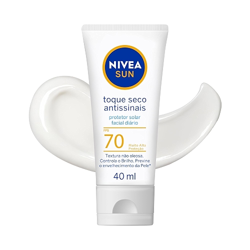NIVEA SUN Protetor Solar Facial Toque Seco Antissinais FPS 70 40ml - Com muito alta proteç... NIVEA SUN Protetor Solar Facial Toque Seco Antissinais FPS 70 40ml - Com muito alta proteç...