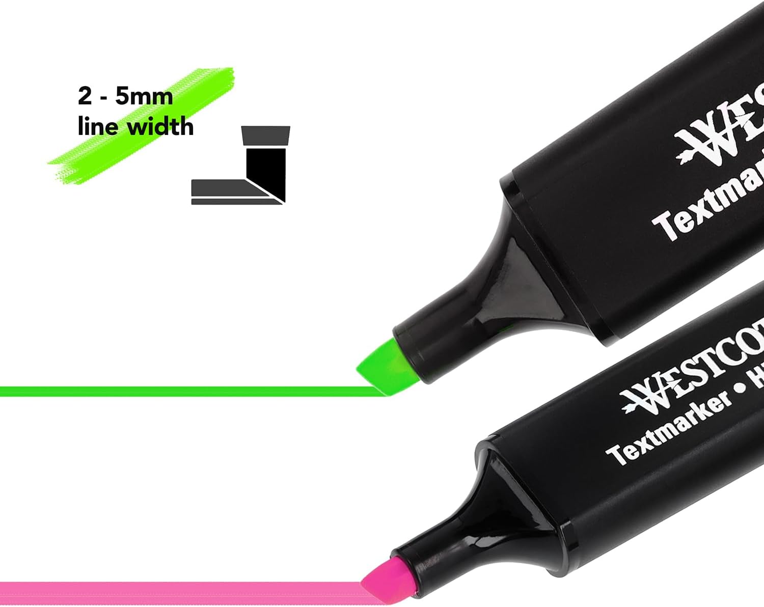 Westcott E-744250 00 Highlighters with Organizing System 2 - 5 mm Line Width - Premium Ink from Germany (Pack of 20)