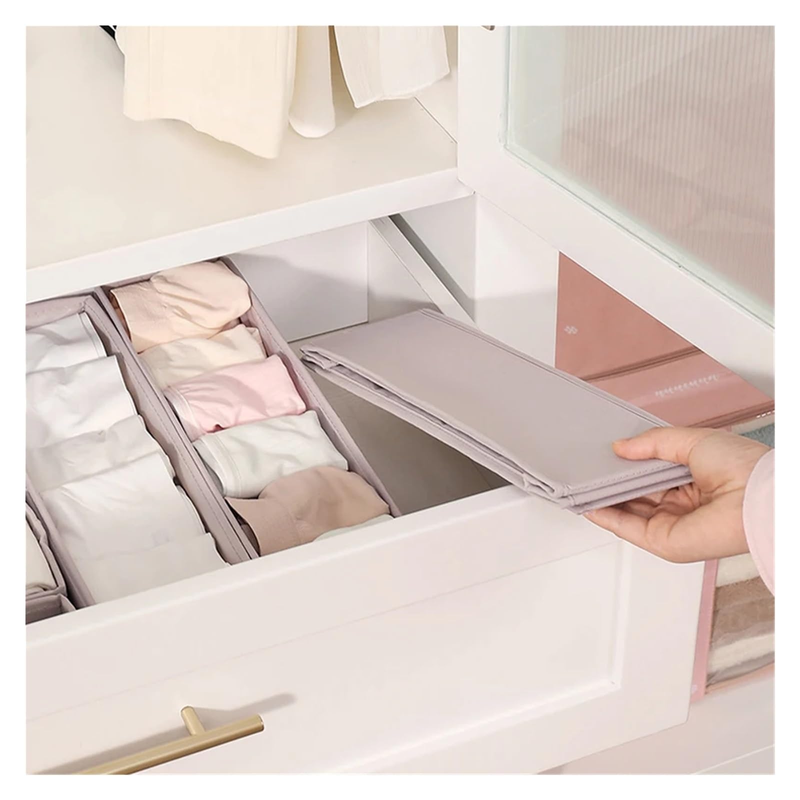 Organisateur de tiroir Boîte de rangement pliable for sous-vêtements et chaussettes, boîtes à culottes, organisateur vêtements, armoires, tiroirs, séparateur garde-robe chambre(4 pieces)