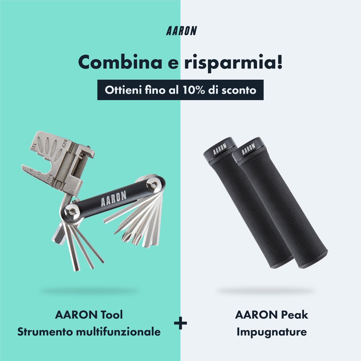 AARON Attrezzo multifunzione 20 in 1 – Attrezzo multifunzione per bicicletta in acciaio inox / alluminio – Mini attrezzo pieghevole per bicicletta con molte funzioni – pratico strumento per bici in
