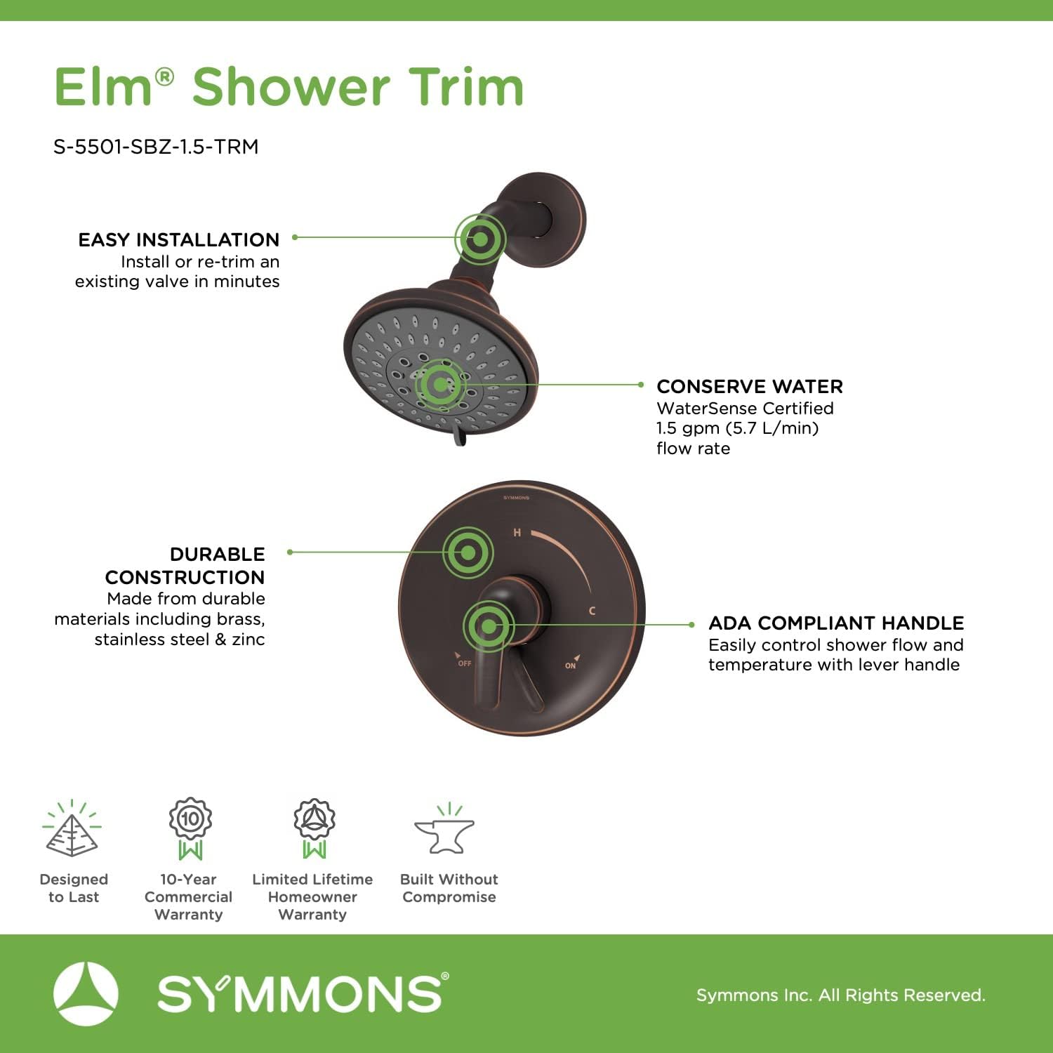 Amazon Crazy 🔥 Deals Symmons S-5501-SBZ-1.5-TRM Elm Single Handle 5-Spray Shower Trim with Secondary Volume Control in Seasoned Bronze - 1.5 GPM (Valve Not Included) Best Cyber Deals 🔥 Symmons S-5501-SBZ-1.5-TRM Elm Single Handle 5-Spray Shower Trim with Secondary Volume Control in Seasoned Bronze - 1.5 GPM (Valve Not Included)