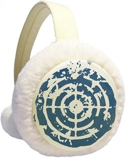 Abafador de orelhas de lã com design de alvo azul e estampa redonda para inverno