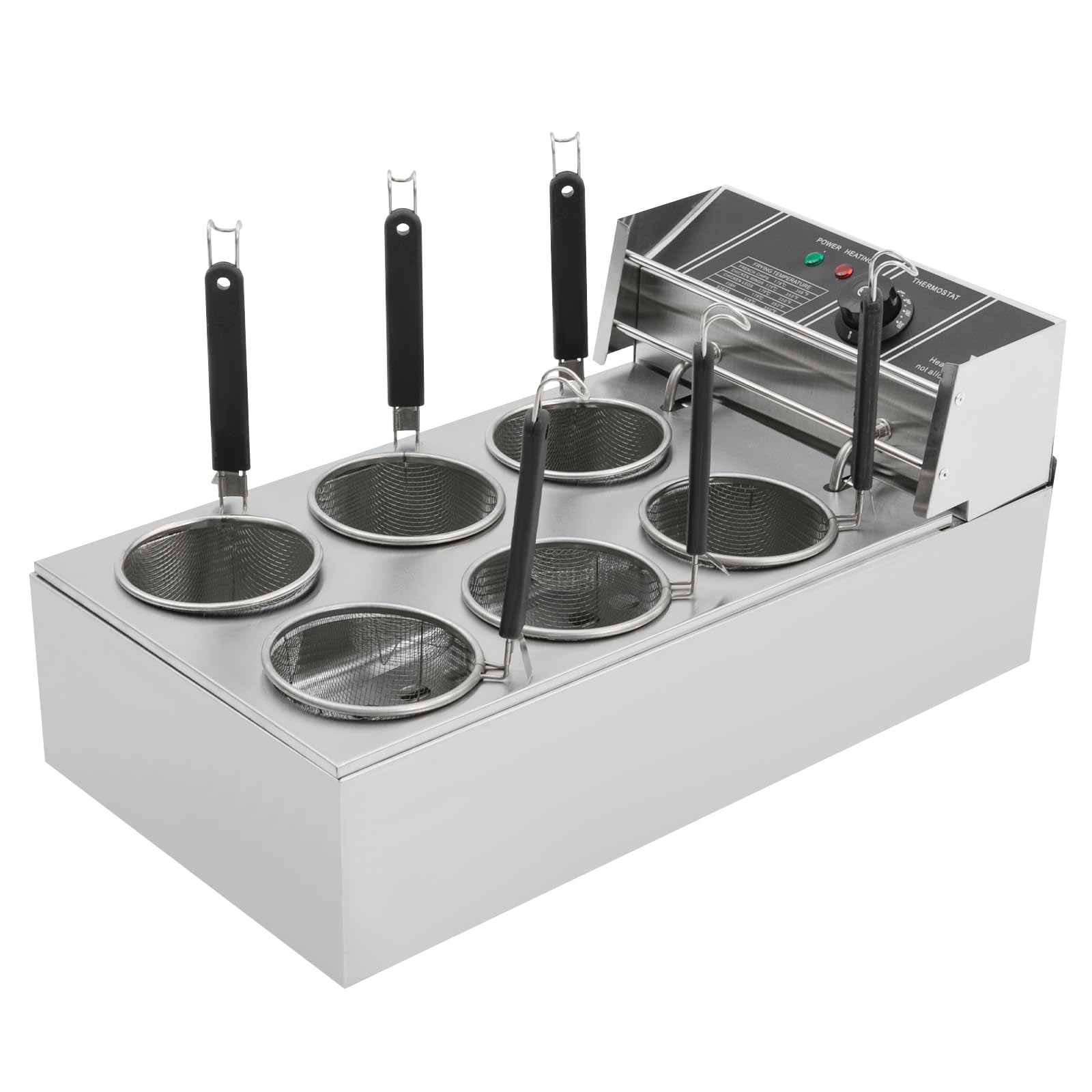 Cuocipasta Elettrico Professionale Cuocipasta 6 Cestelli 2000W Cuocipasta Acciaio Inox 20L 60-200°C per Feste, Banchetti ed Eventi Catering