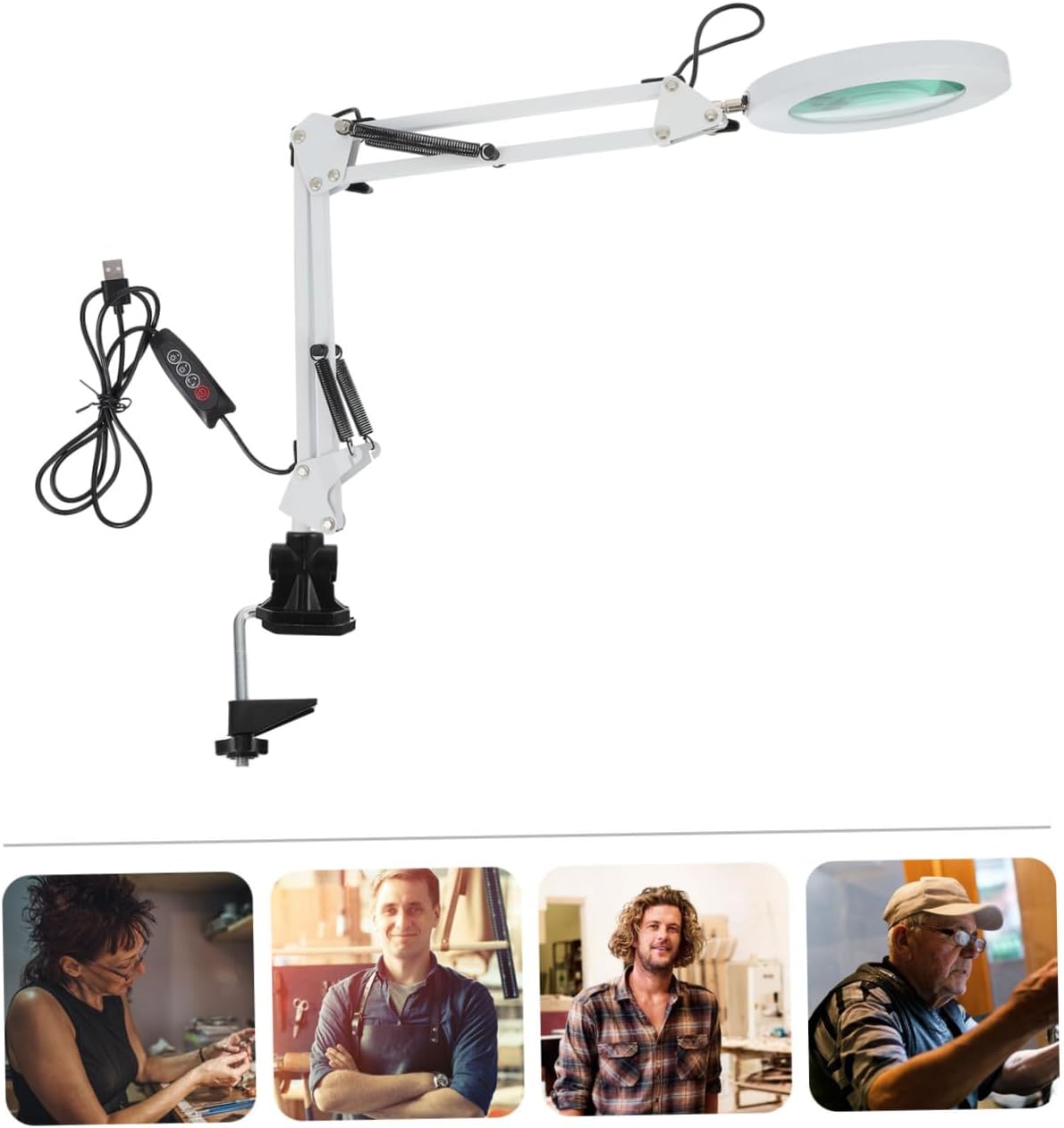 Magnifier Light Lamp Desk Lamp Aluminum Alloy Glass Plastic for Nail Art