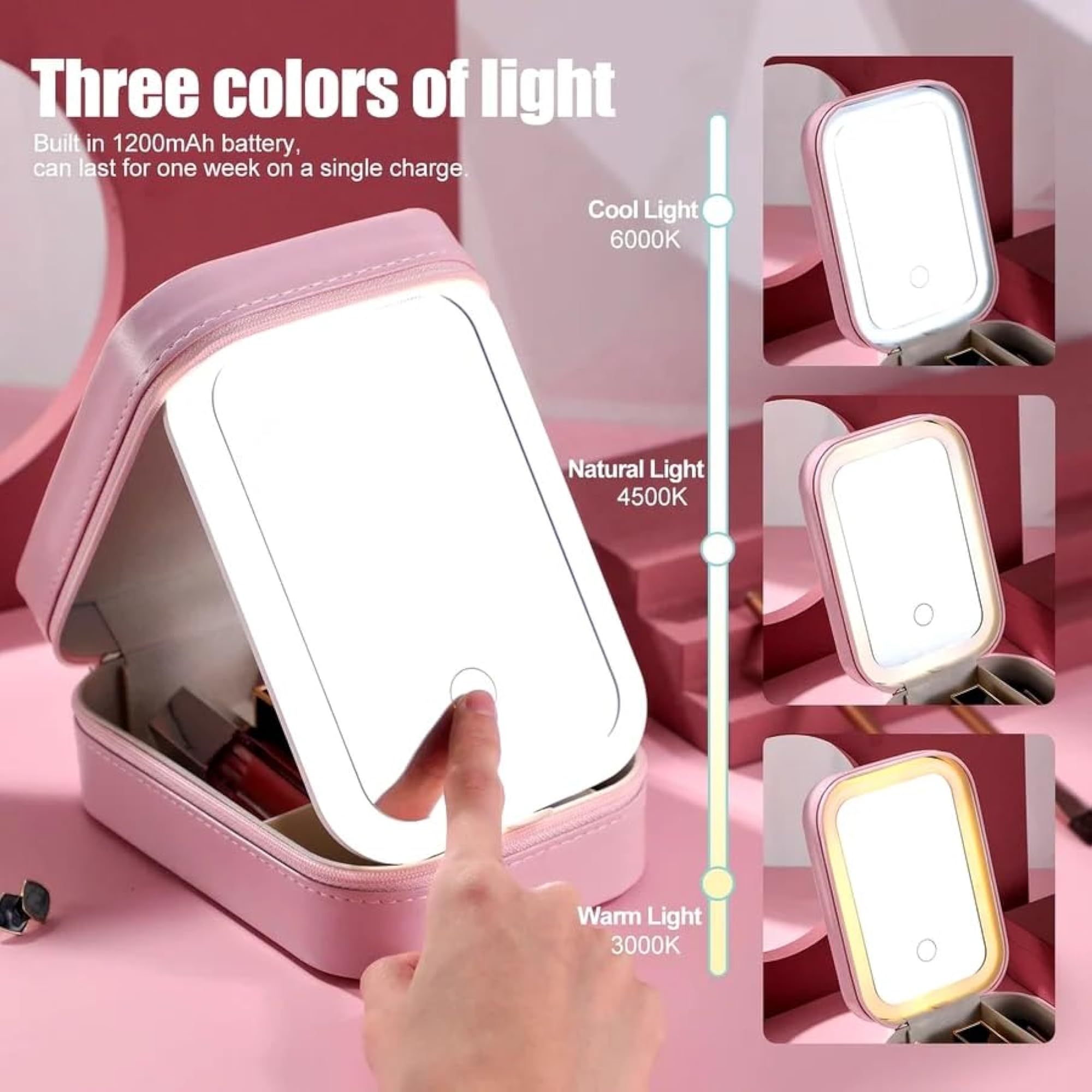 LED Makeup Mirror Jewelry Box with Light, Gift for Her
