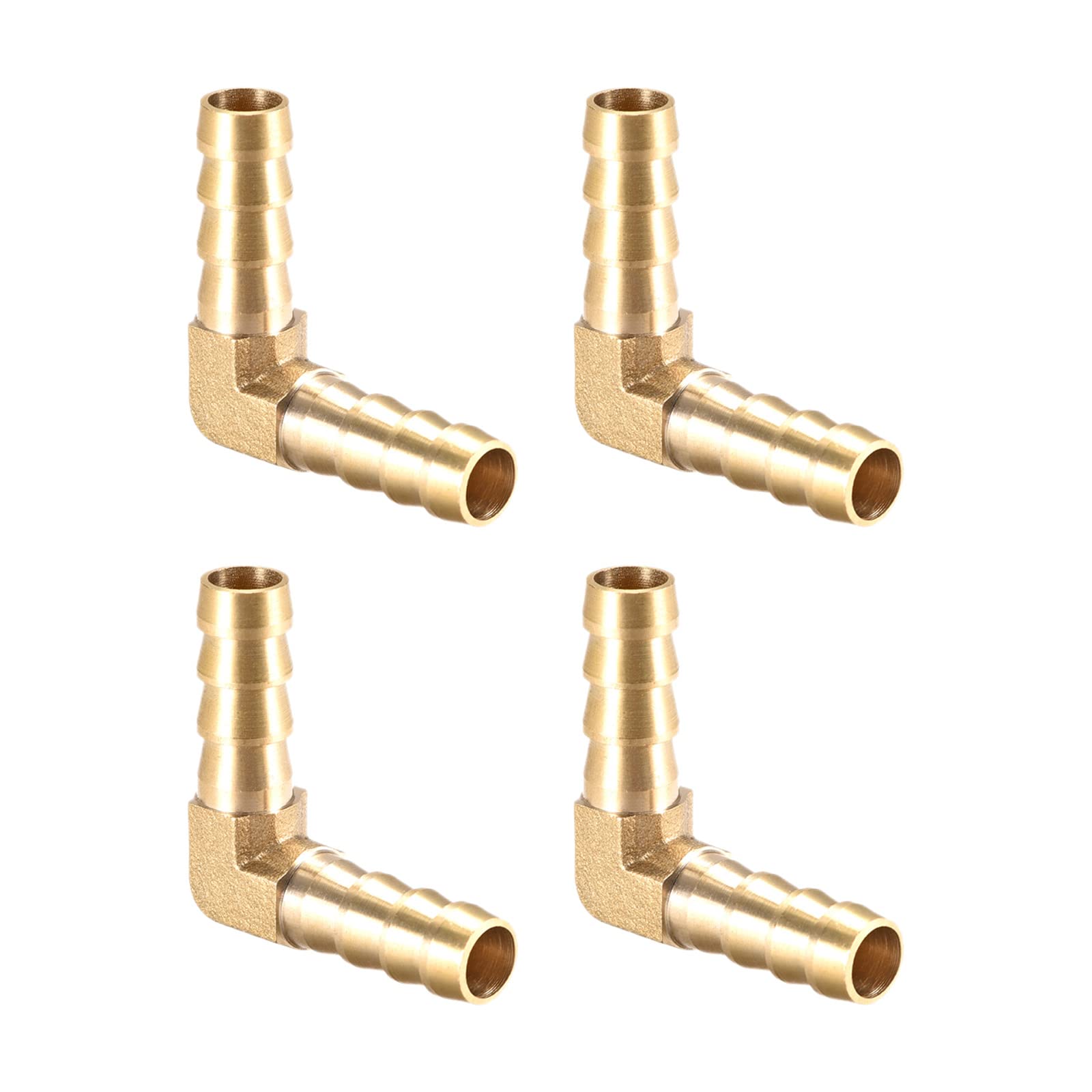 QUARKZMAN 10mm Dia 90 Degré Laiton Raccord cannelé Tuyau Raccord x 4PCS Coude Connecteur Coupleurs pour Tuyau Connexion, [Doré]