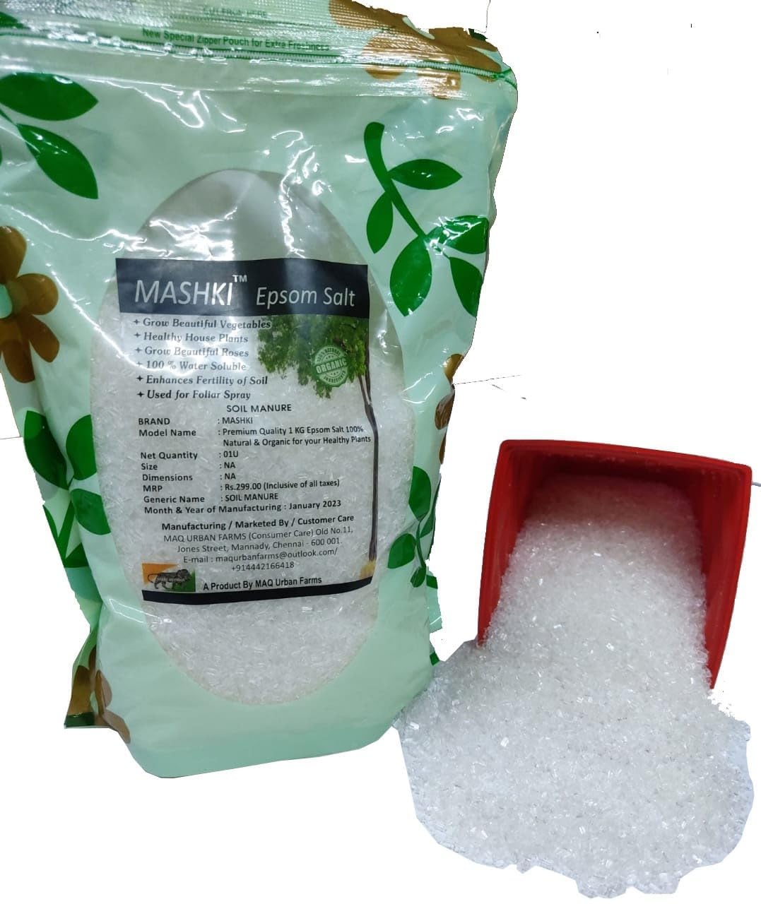 MASHKI Epsom Salt for Plant Garden 100% Natural & Organic for Your Healthy Plants Soil Manure (750)