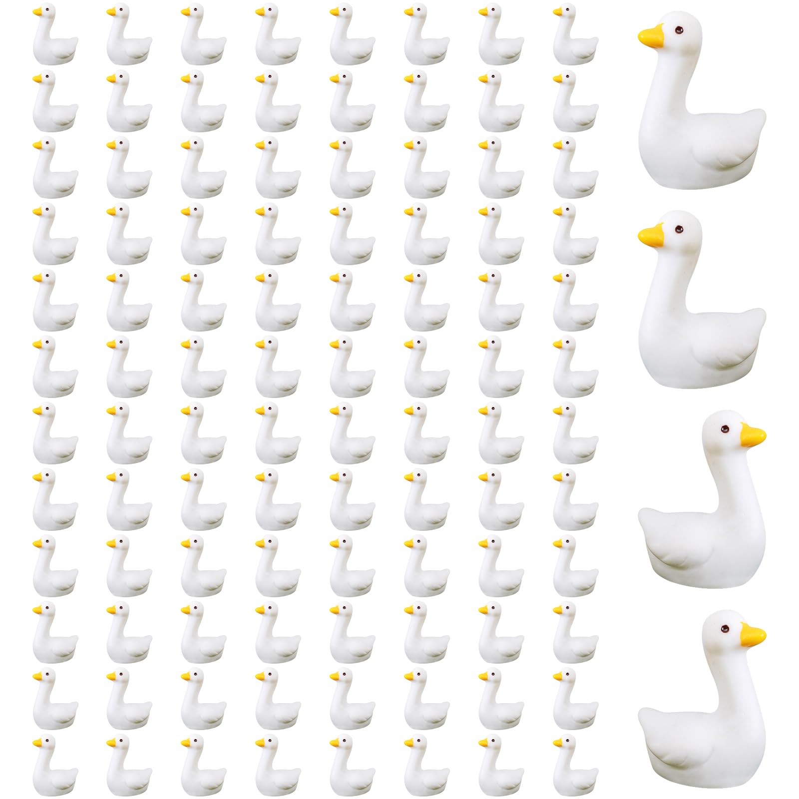 100 Pcs Mini Goose Resin Geese Figures Miniature Gooses Statue Desk Decor Little Small Swans Figures for Cake DIY Crafts Micro Fairy Garden Landscape Dollhouse Aquarium Decor (White Goose -100 pcs)