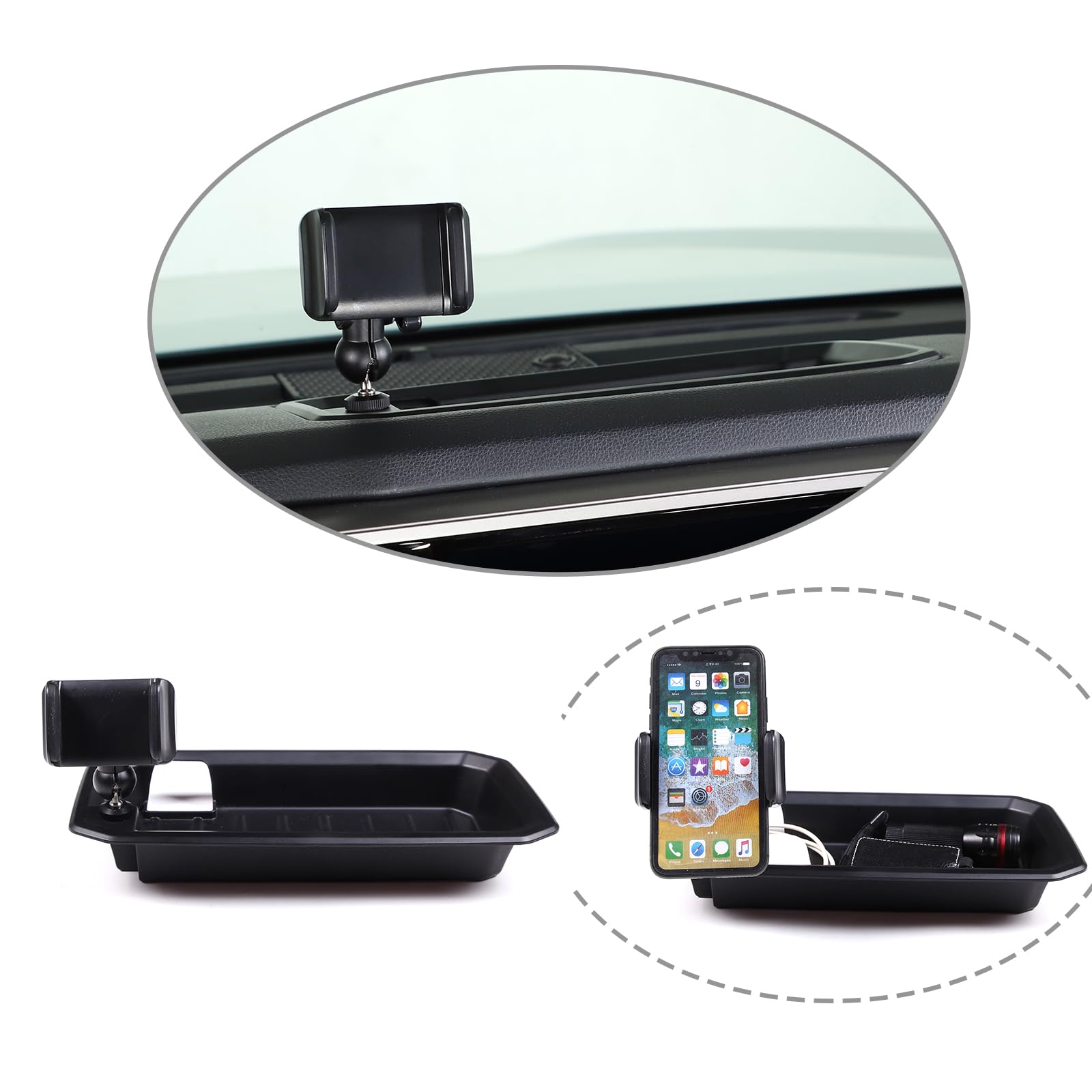 Fit for Toyota Tundra Sequoia 2022 2023 2024 Dashboard Storage Box,Dash Panel Tray Organizer,Console Storage Tray Organizer,Auto Interior Storage Accessories,1PCS,Black (ABS, A Mobile Phone Holder)