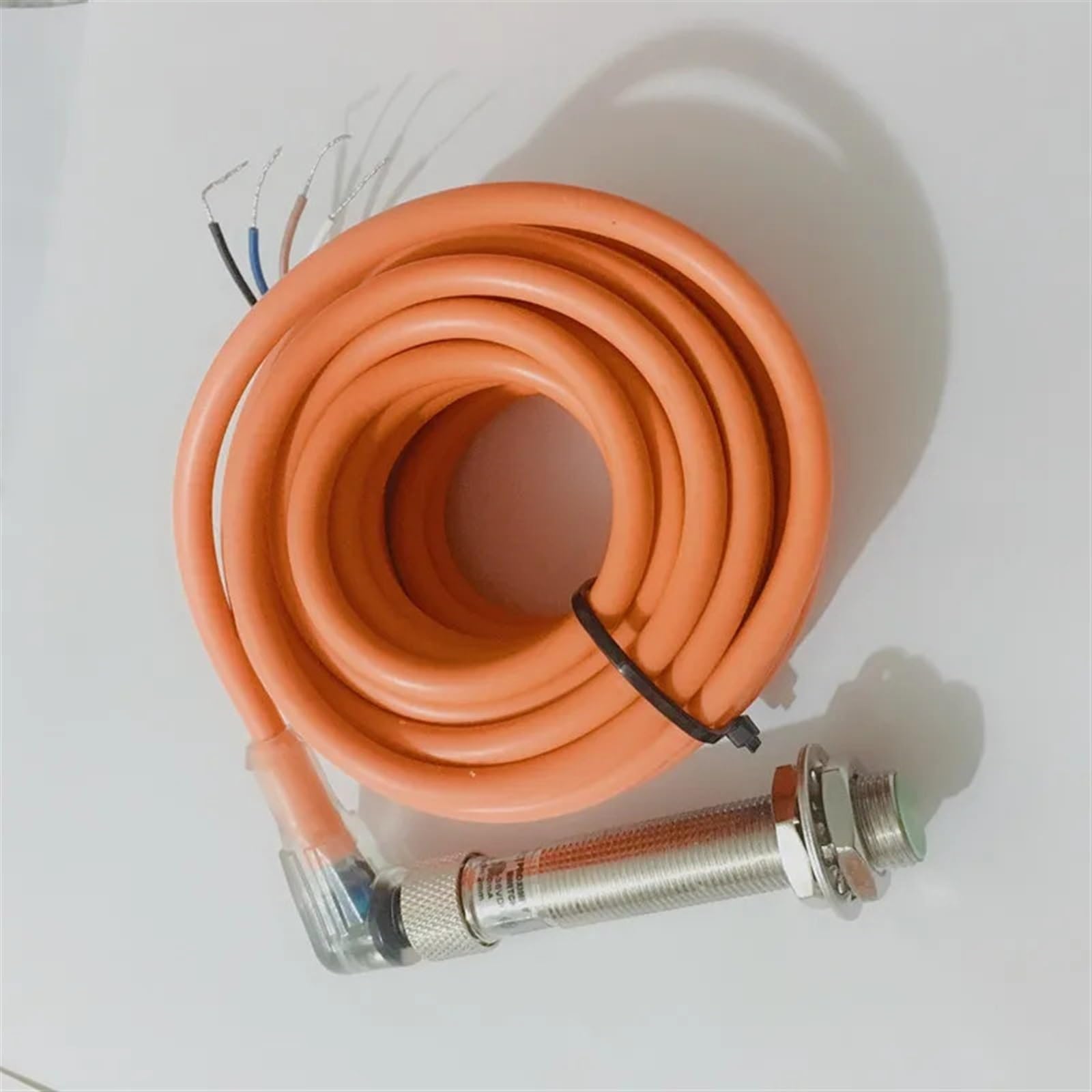 CXFCIHFT M12 Connector type Inductive sensor PNP NPN NO/NC Proximity switch DC 3/4 wire, 5m cable, angle plug with LED indicator(Flush type 2mm,NPN NO)