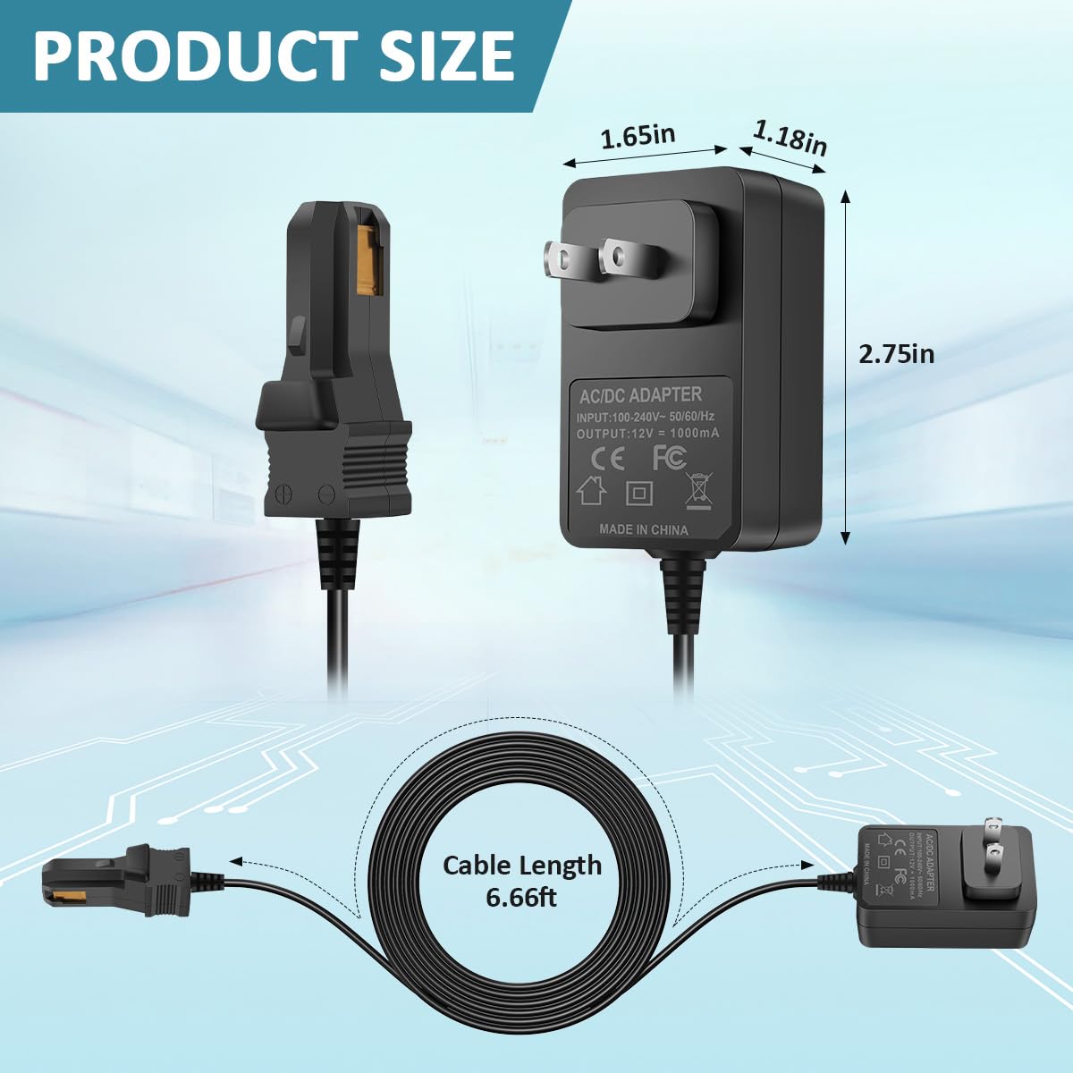 Eagleggo Replacement 12-Volt Charger for Power Wheels Gray Battery and Orange Top Battery Models 00801-0638, 00801-1869, 1001175653