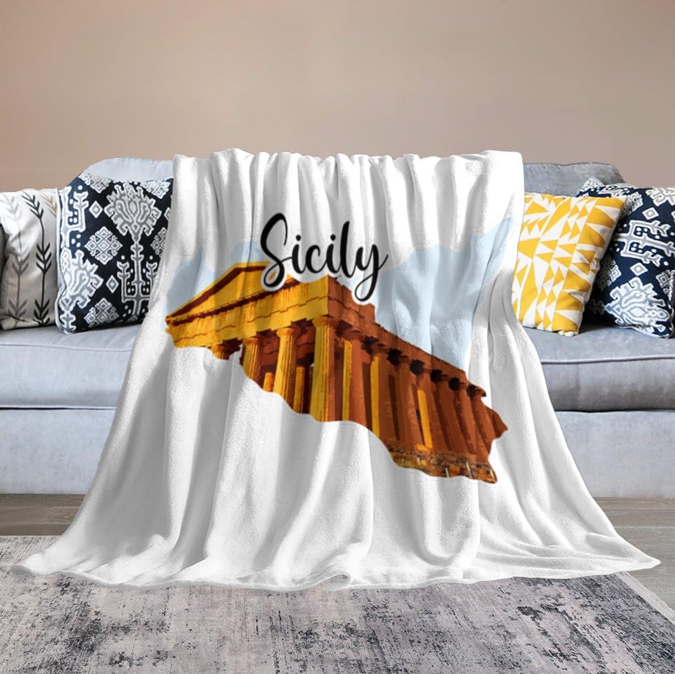 Couverture polaire Sicile flanelle idée cadeau déco voyage Italie