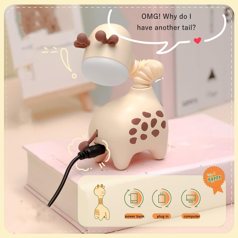 Fantasee Giraffe Night Light USB Rechargeable Nursery Bedside Sleeping lamp for Child Kids Students Birthday Party Gift Home Decor (Beige)