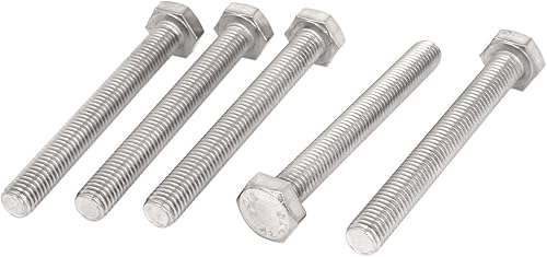 uxcell M10 x 3.346 in A2 Acero Inoxidable Totalmente Roscado Tornillo De Cabeza Hexagonal Perno 5 Unidades