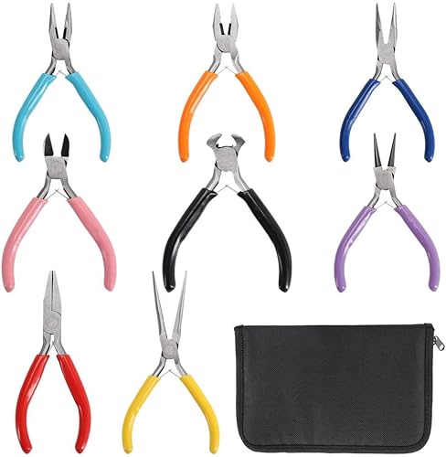 Homaisson 8 alicates de joyería, herramientas de fabricación de joyas, juego de herramientas de alicates de joyería con bolsa de almacenamiento,
