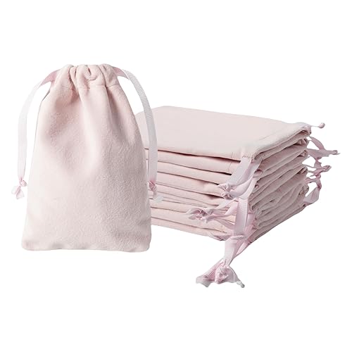 12pcs Light Pink Velvet Drawstring Bags 4x6 inches Small Velvet