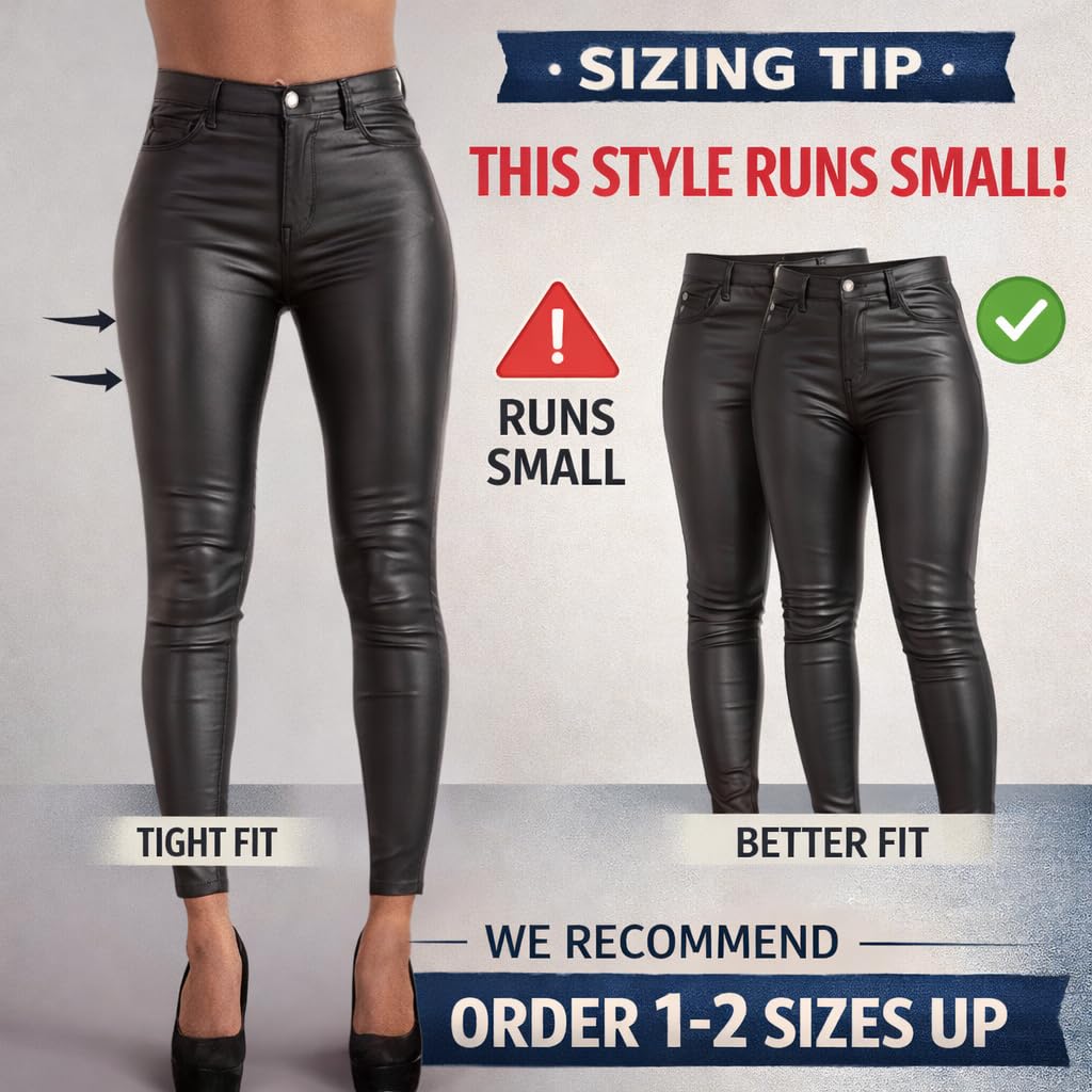 Glook Vita Alta Pelle Leggings per Donna Sexy Ecopelle Pantaloni