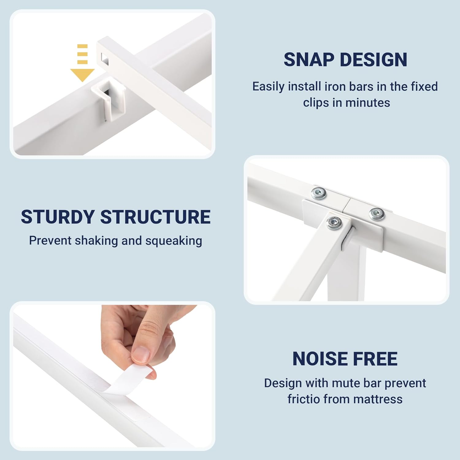 Allewie Full Size Metal Platform Bed Frame with Vintage Headboard and Footboard, No Box Spring Needed, Easy Assembly, White