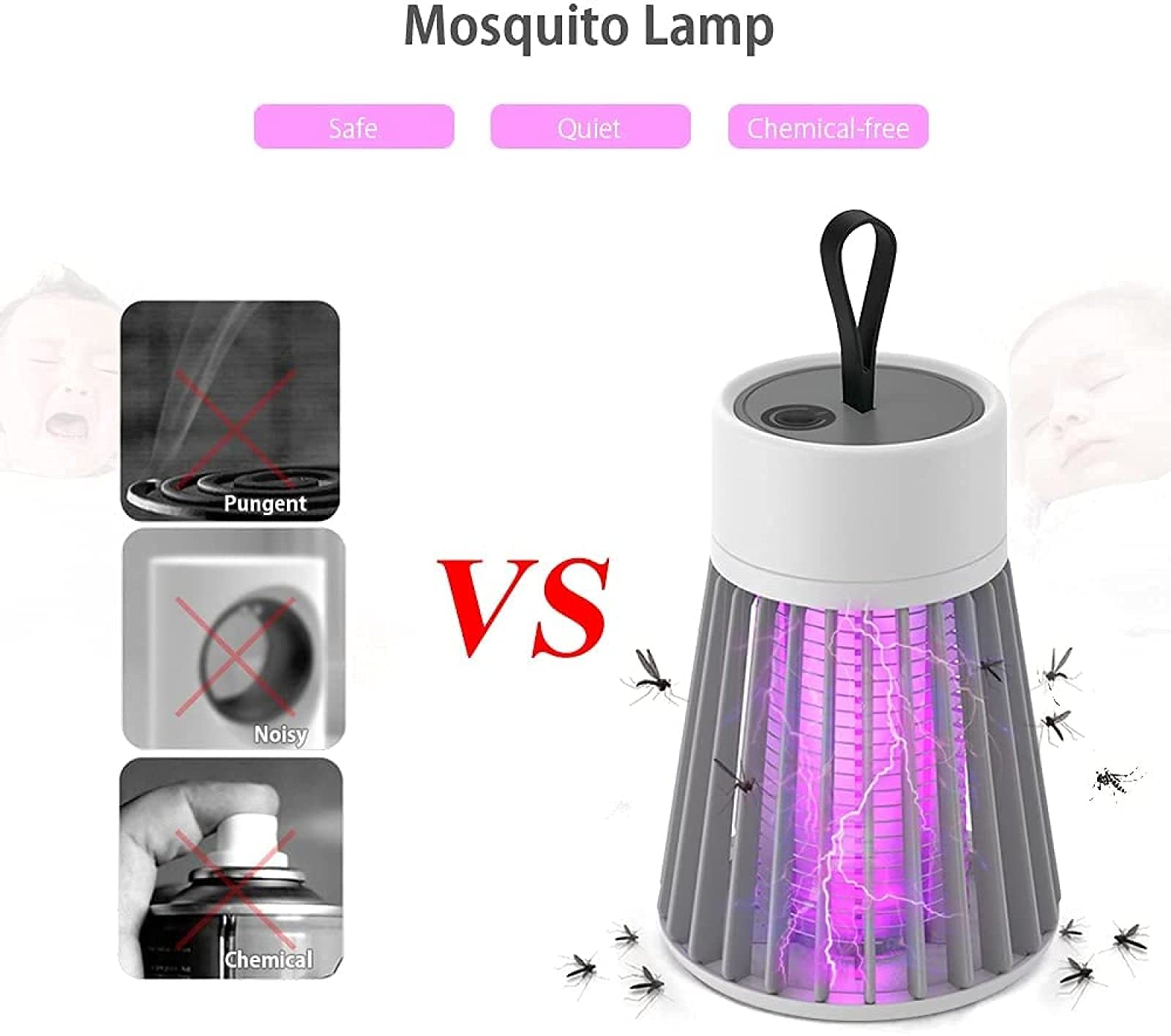 TEmkin Trappola per zanzare Lampada Portatile per Uccidere Le zanzare Lampade elettriche per zanzare Alimentatore USB Trappola attrattiva Elettronica