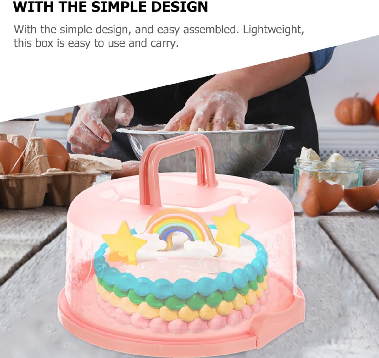 Pp Material Cake Box Portable Cake Carrier Round Cake Carrier Reusable for Camping