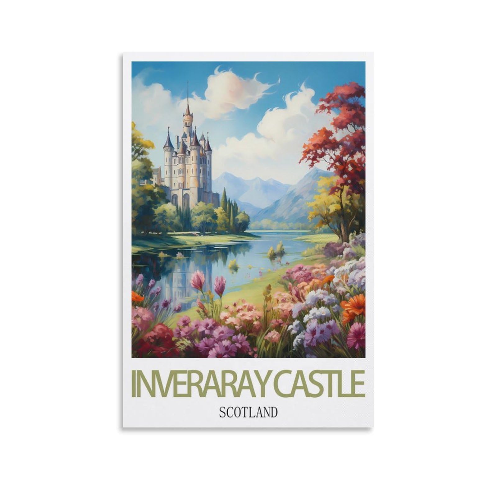 Vintage Metal Tin Signs Inveraray Castle Scotlands Art Retro Plaque for Bars Pub Playroom Man Cave Wall Decor 15x30cm