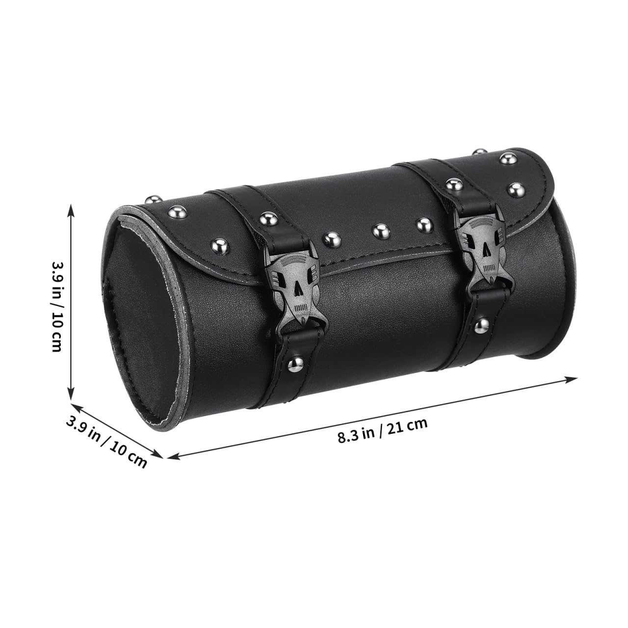 LIOOBO Runde Motorrad Werkzeugrolle aus PU Leder, wasserdichte Satteltasche Universal für Motorrad & Fahrrad, Kleine Werkzeugtasche mit 2 Riemen für Heck, Lenker & Rahmen