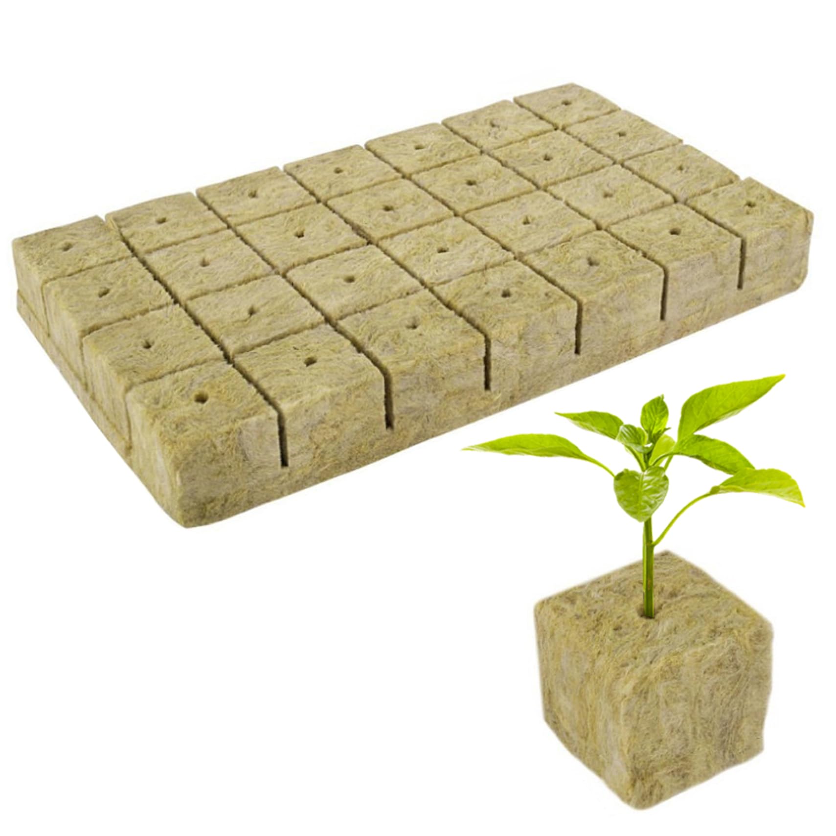 Monetais 40*40*40Mm Rockwool Cubes, 28Pcs 1.6" Rock Wool Planting Cubes, Breathable Good Water Absorption Grow Sponges For Hydroponics Soilless Cultivation Rock Wool Planting