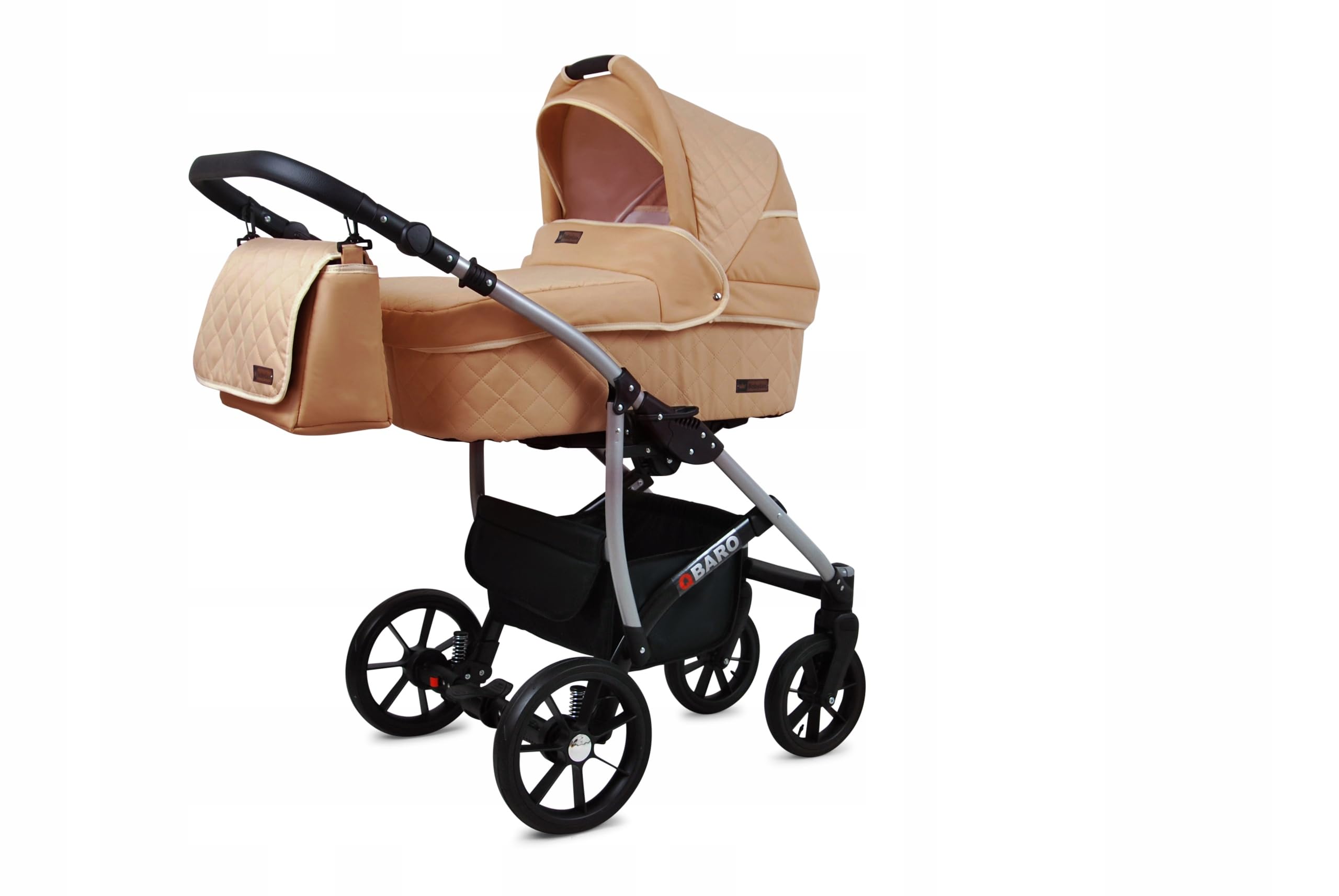 BabyLux® Zestaw wózków dziecięcych 4 w 1 – Qbaro – w zestawie wanienka dla niemowląt, fotelik sportowy, fotelik samochodowy, stacja bazowa ISOFIX – fotelik samochodowy – zestaw wózków dziecięcych