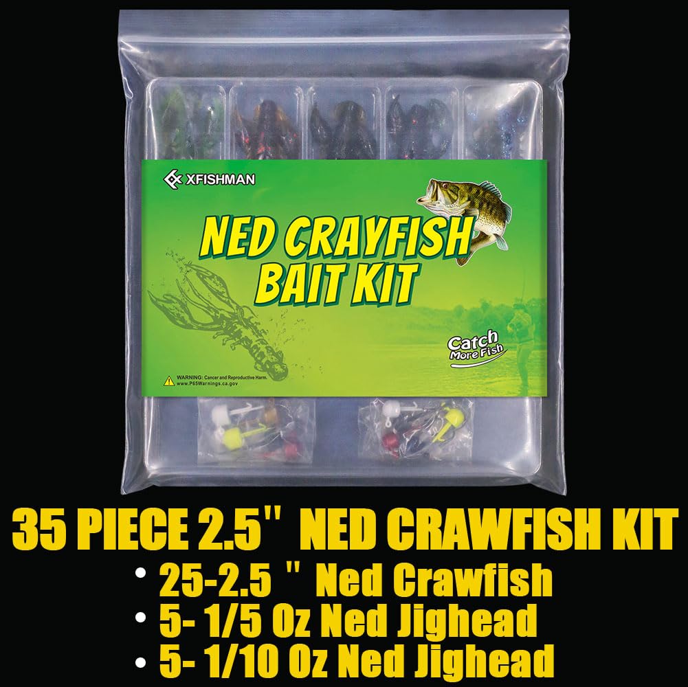 Ned-Rig-Kit-Finesse-Baits-Soft-Plastic-Wormsing-Lure for Bass Stick Swimbait Minnow Crawfish Lures Shroom Ned Jig Head Kit