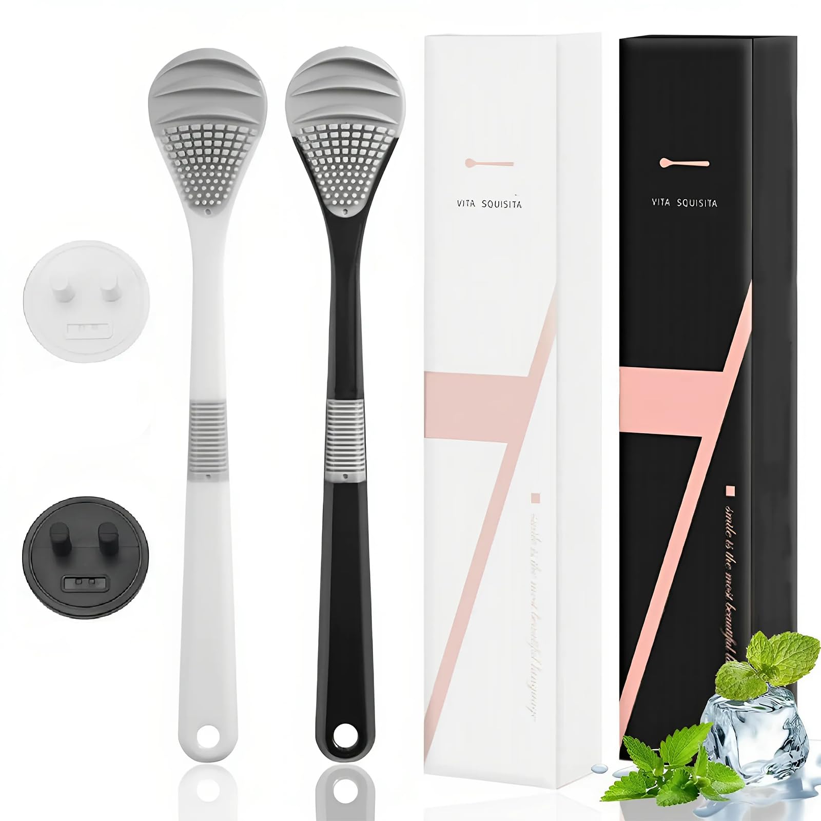 Tongue Cleaner for Adults,2 PCS Silicone Tongue Scraper with Holder,Double-sided Design, Helps Eliminate Bad Breath and Clean the Tongue Coating,Suitable for Both Adults and Children-image-37