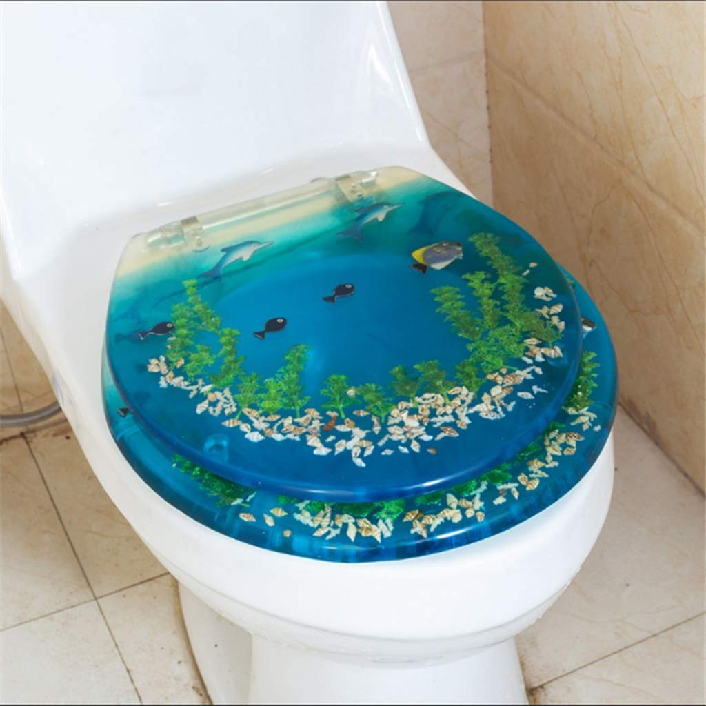 Transparenter WC-Sitz aus Kunstharz mit starken Scharnieren – einfach zu montierender Doppelbefestigungsdeckel (transparent)